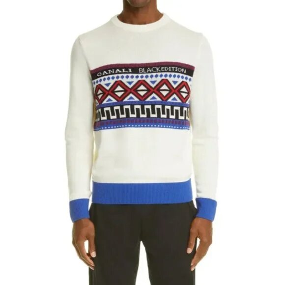 New 535$ Canali Black Edition Logo Crew Sweater Men's Sizes 48 / 50 / 52 / 54